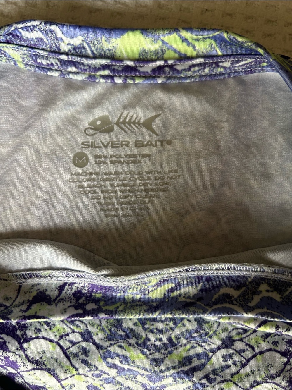 Silver Bait Women's Purple/Lime Printed Long Sleeve Tee Medium